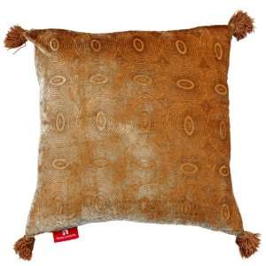   Decorative Throw Pillow   18 x 18 x 6, Printed Velvet   Bronze Brown