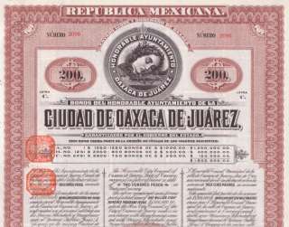   Mexico Bonos, Ciudad de Oaxaca de Juarez   uncancelled, 200 Pesos