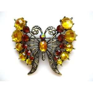   Rhinestone Butterfly Filigree Design Costume Fashion Pin Brooch