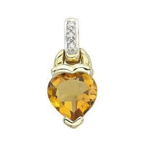   Gold Heart Shape Citrine Pendant & Diamond Bail 