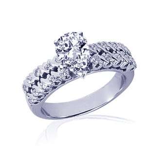  1.40 Ct Pear Shaped Diamond Engagement Ring Pave Set 14K 