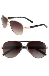 Tory Burch Metal Aviator Sunglasses with Resin Temples  