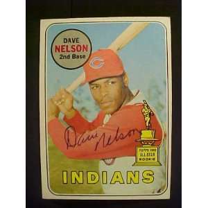 Dave Nelson Cleveland Indians #579 1969 Topps Autographed Baseball 