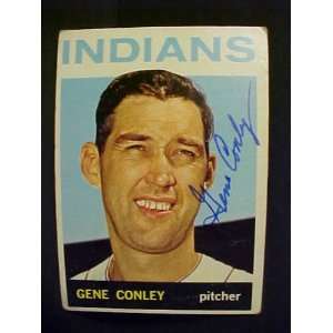 Gene Conley Cleveland Indians #571 1964 Topps Autographed Baseball 