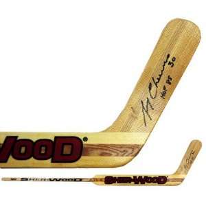Gerry Cheevers Autographed Hockey Goalie Stick with HOF Inscription