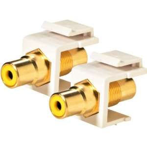  White RCA Jack To Jack Keystone   Yellow Band   10 Pack 