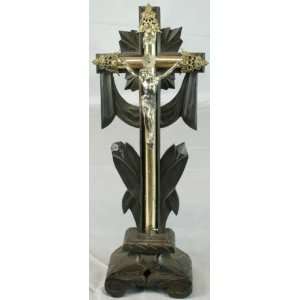   Antique French Standing Crucifix Cross Jesus Christ 