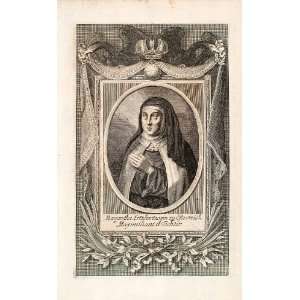 1721 Copper Engraving Portrait Archduchess Margaret Austria Poor Clare 