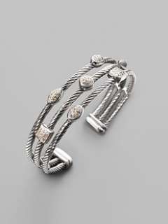 David Yurman   Diamond & Sterling Silver Open Cable Bracelet