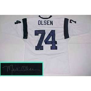 Merlin Olsen Hand Signed Rams Throwback Jersey