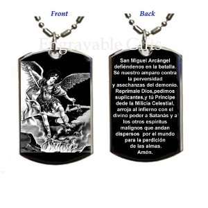 St Michael the Archangel SPANISH prayer(Stainless steel) Pendant Medal 