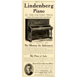 1906 Ad Columbus Piano Co Paul Lindenberg Musical Instrument Ohio 