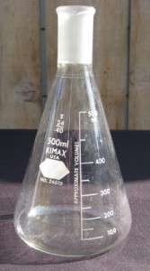 kimax pyrex 500ML ERLENMEYER FLASK graduated 24/40 top USED  