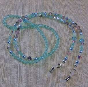 Aqua Jewels Eyeglass Holder made with opal green, mauve, blue 