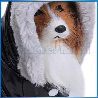Pet Dog Hoodie Hooded Front Snap Button Puffy Coat Jacket Clothing 