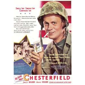 Richard Widmark 1951 Chesterfield Cigarettes Original Ad appearing in 