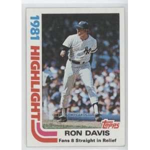  1982 Topps #2   Ron Davis HL Fans 8 straight in relief 