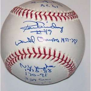 RON GUIDRY SIGNED STAT & HIGHLIGHTBALL 9 INSCRIPTIONS
