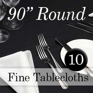 10 Black 90 Round Fine Polyester Tablecloths  