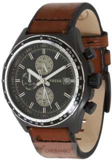   Fossil Brown Leather Strap Steel Case Chronograph Mens Watch CH2729