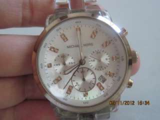   5394 Womens Clear Plastic Band Chronograph Date MOP Dial Watch  