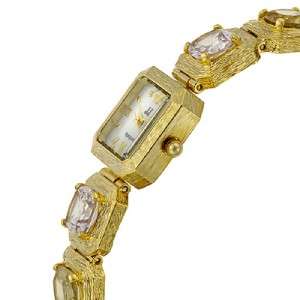 JURGENSEN Goldtn Gemstone Bracelet Watch MOP Dial  