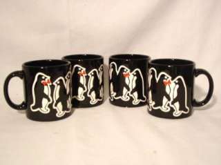 Vtg 4 WAECHTERSBACH W Germany Black Penquin Mugs  