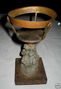 ANTIQUE VICTORIAN FRENCH DOG BOY GIRL OIL LAMP STAND STATUE HOLDER 