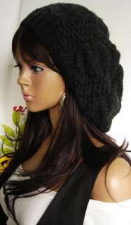 Women Lady Beret Braided Baggy Beanie Crochet Hat Ski Cap Fashion 