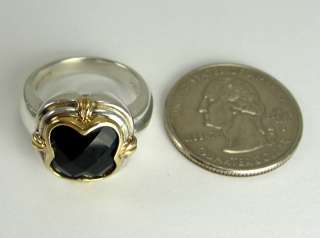 Lorenzo 18K Gold Sterling Ring Black Onyx Cussion Cut 7  
