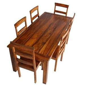  7 Pc Rustic Wood Dining Room Table Chair Set Furniture 