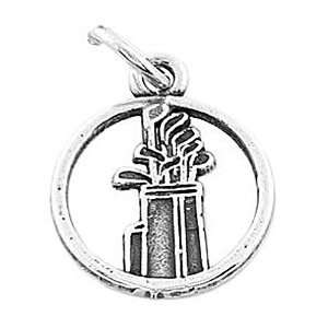  Silver Golf Clubs and Bag Cut Out Disc Charm Jewelry