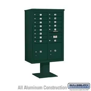  14 Door 4C Pedestal Mailbox   Green