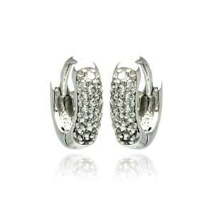  Sterling Silver Earrings Small Cubic Zirconia Hoop Earring 