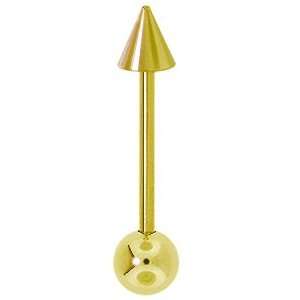   Yellow Gold SPIKE & BALL Straight Barbell   3mm Ball & Spike Jewelry