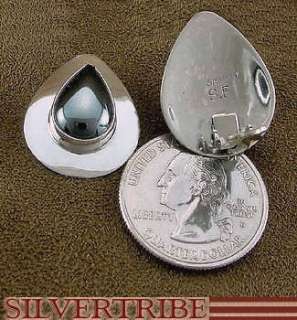 Hematite Sterling Silver Tear Drop Clip On Earrings  