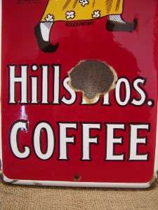 Vintage 1915 Porcelain Hills Brothers Coffee Thermometer  Sign 