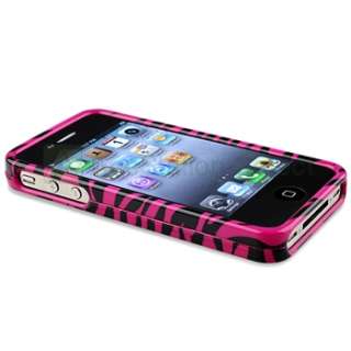 Pink/Black Zebra Hard Case+Anti Glare Film for Sprint Verizon AT&T 