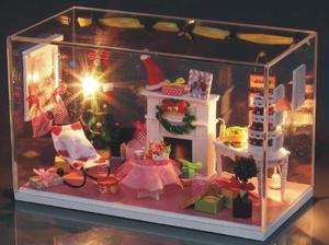   Light dollhouse miniatures Merry Christmas Room kit with cover  
