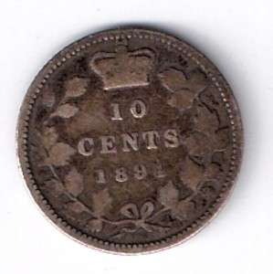 1894 Canada 10 Cents Silver Very Low Mintage 500K  