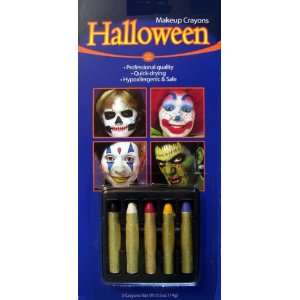  Sticks Crayons Face Paint Set of Black, White, Red, Yellow and Blue 