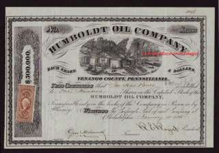 original Humboldt Oil Company (Venango County, PA) 1865  