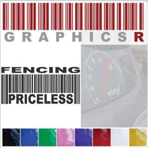 Sticker Decal Graphic   Barcode UPC Priceless Fencing Fencer Foil 