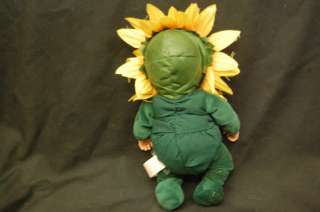   STUFFED ANNE GEDDES Baby Sunflowers Beans Baby Doll LOVEY GREEN YELLOW