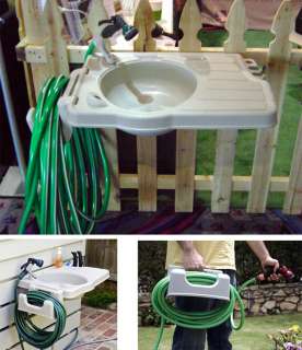 Outdoor Sink with Detatchable Hose Reel Mounting Hardware & Built In 