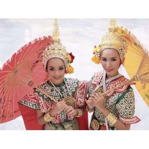  Portrait of Two Dancers in Traditional Thai Classical Dance Costume 