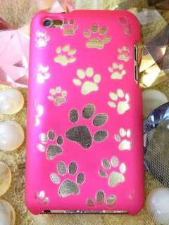 HOT PINK DOG PAWS SNAP ON HARD COVER CASE   IPOD TOUCH 4TH GEN 3G 