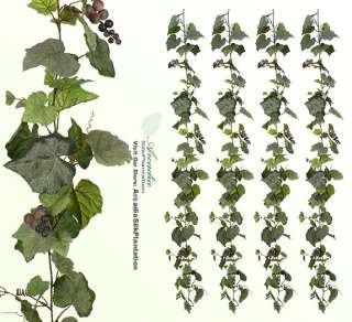 Four 6 Artificial Grape Garland Silk Plants 632GF Ivy  