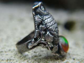 CARL SCHON CAST STERLING SILVER OWL RING JELLY BELLY  