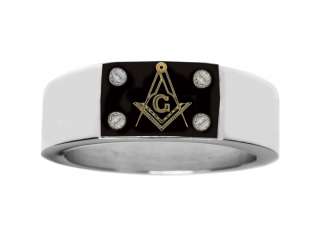  12mm Stainless Steel Masonic Freemason Mason Blue Lodge Ring  